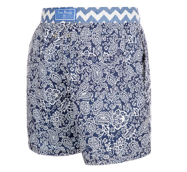 Blue Hawaii - dark blue paisley Swim Short - True Boxers