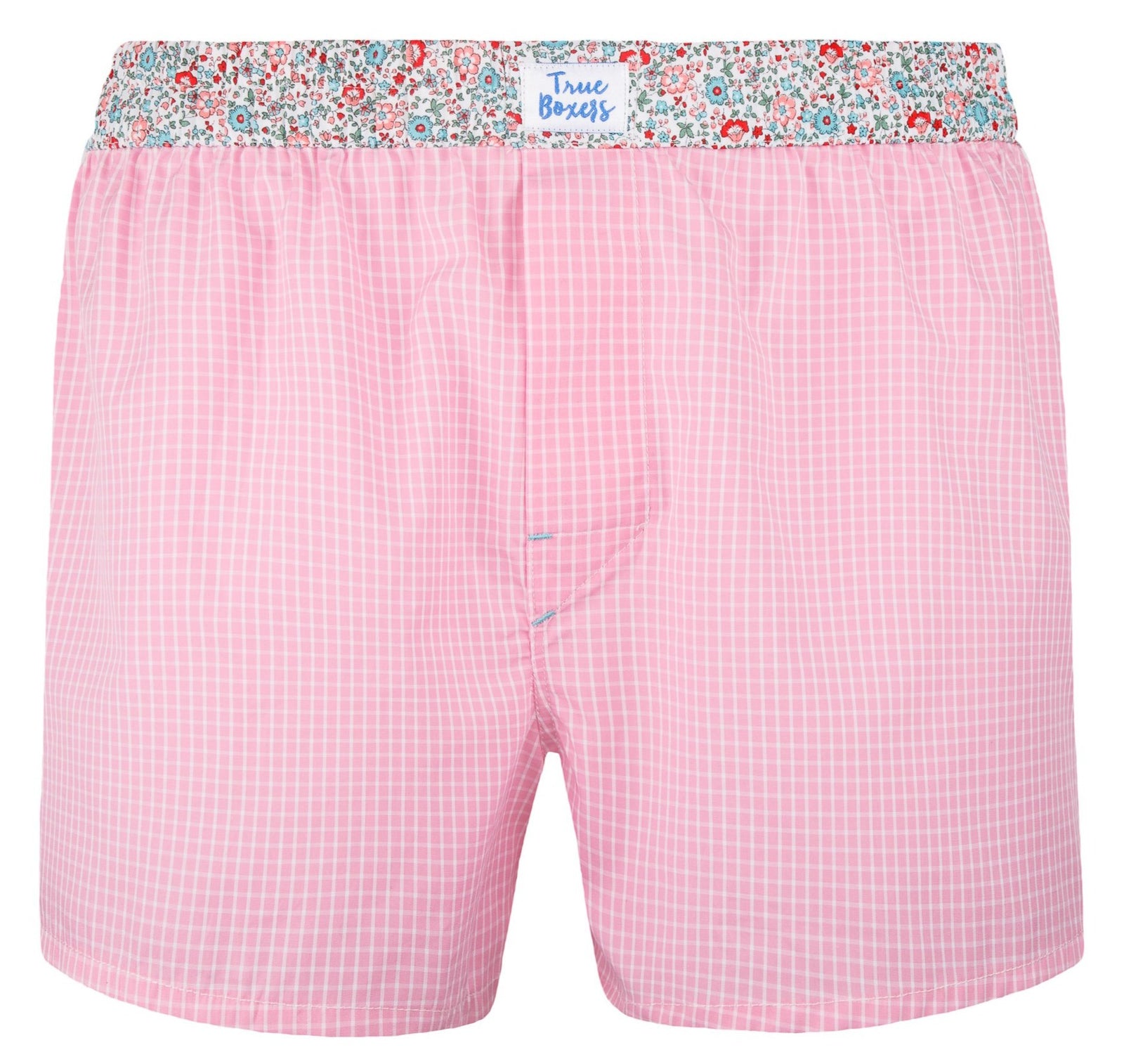 Aloha - pink checked, floral pattern Boxer Short - True Boxers
